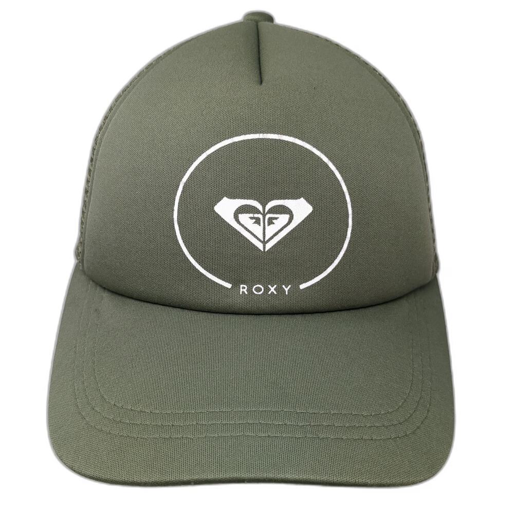 Roxy Trucker Hat Green OSFM Mesh Back Snapback Logo Circle Graphic Surf Beach